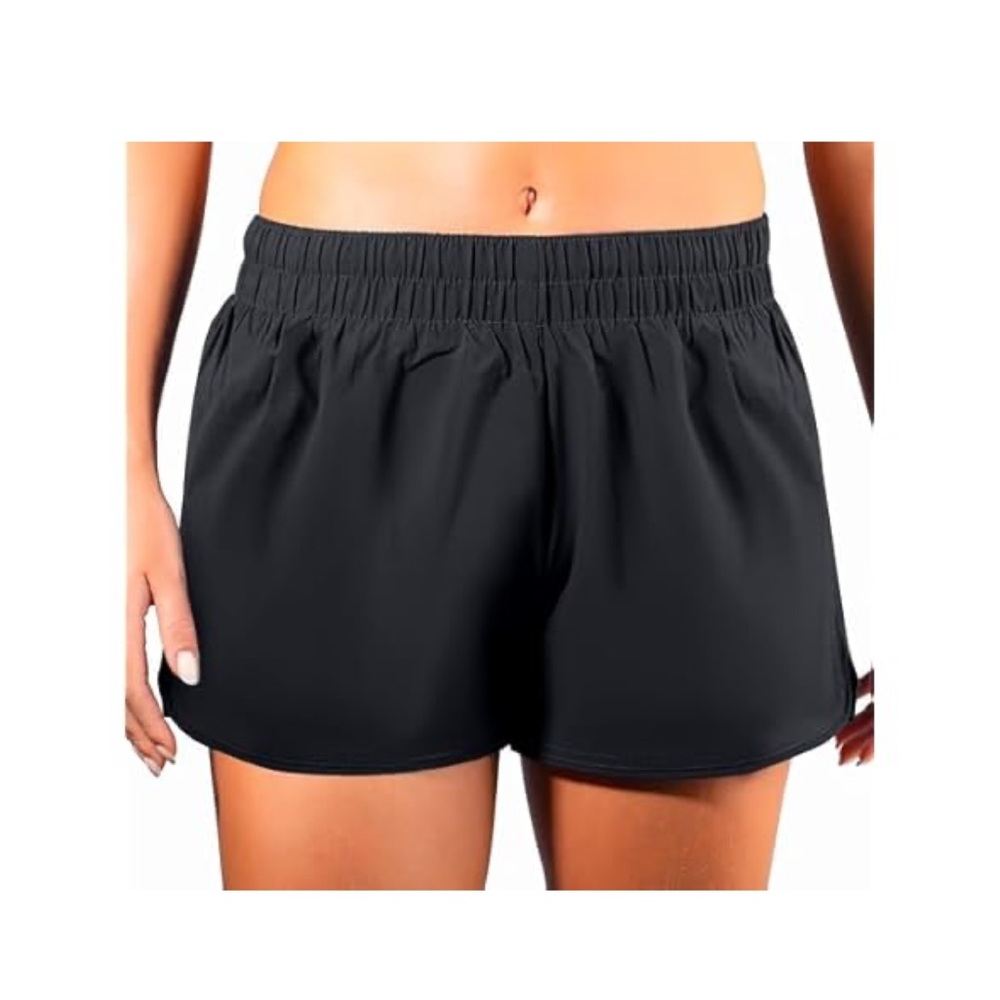 Kanu Surf Black Athletic Shorts Lightweight Elastic Waist